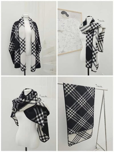 正韓EBA高級感格紋百搭圍巾3